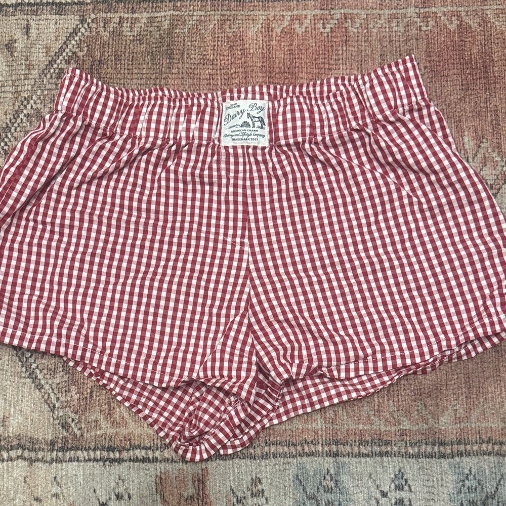 Dairy Boy: Daisy Red Checkered Women's Boxer Shorts